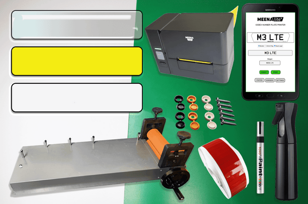 Complete Number Plate Printer Startup Kit with 25 Pairs, Roller and Accessories