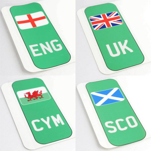Green EV 2D Number Plate Flag Side Badges